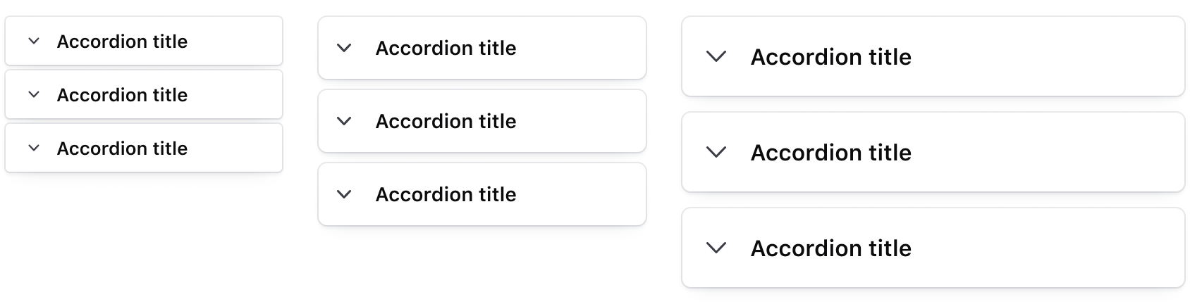 Example of various Accordion sizes